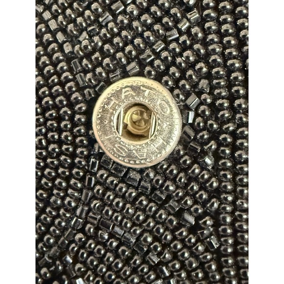 Hato Hasi Black Beaded Vintage Japan Satin Lined Clutch Evening Formal Purse EUC
